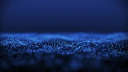 Seamless background glittering particle wave and light with bokeh, Cyberspace, and technology digital connection abstract background concept.
