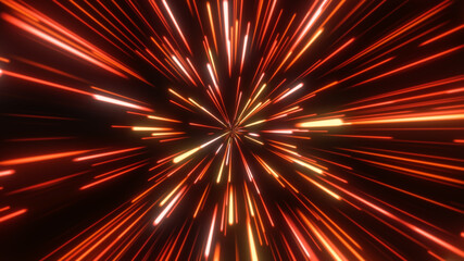 Wall Mural - through space, starfield. abstract particles, neon rays background.