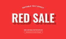 Red Sale Text Effect, Retro Editable Text Effect Style For Banner Sale