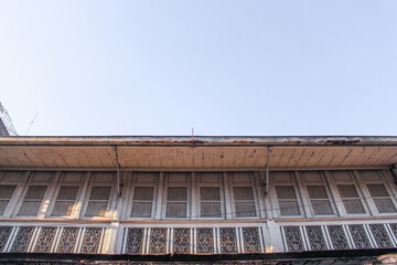 blue window, an old building with classic style, in Kauman Batik Village Surakarta Indonesia