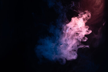 Blue and pink steam on a black background.