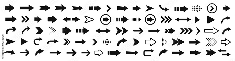 Arrow icon. Mega set of vector arrows - obrazy, fototapety, plakaty 