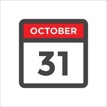 October 31 Calendar Icon With Day Of Month