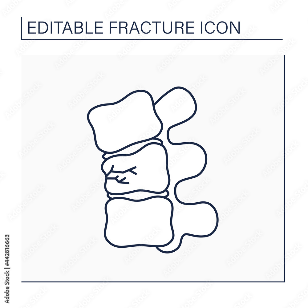 Compression fracture line icon. Crush. Vertebral collapseTrauma or ...