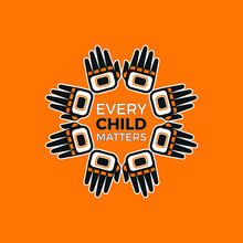 Design Of Memorial In Tribute To Aboriginal Children Whose Remain Found In Residential School In Kamloops, Canada. Every Child Matters Indigenous Sign. Logo Vector Illustration.