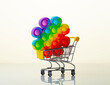 children's anti-stress toy in a shopping cart on a white background with a reflection