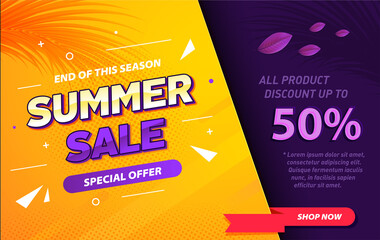 Summer sale gradient banner background