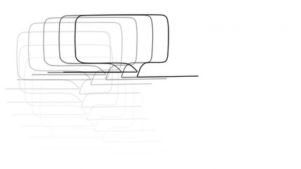 Wall Mural - Speech bubble, screen, device display echo background animation. Line art. Communication technology concept.