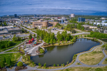 Aerial View of the Midtown Business District of Anchorage, Alaska