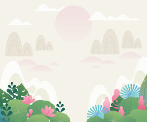 Mystic nature background with Asian traditional atmosphere.