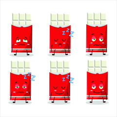 Canvas Print - Cartoon character of white chocolate bar with sleepy expression. Vector illustration