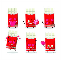 Poster - White chocolate bar cartoon character with love cute emoticon. Vector illustration