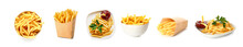 Tasty French Fries With Tomato Sauce On White Background