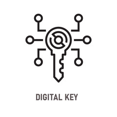 Canvas Print - Digital key line icon on white background. Editable stroke.