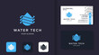 water tech logo template and business card design