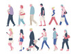 © MINIWIDE - Side view of various people on the street. vector design illustrations.