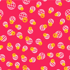 Sticker - Line World pet icon isolated seamless pattern on red background. Vector