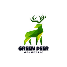 Geometric Abstract Green Deer Isolated Logo Template