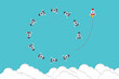 © madedee - Different Approach - Different Direction. Group of rockets flying in one direction and with one individual flying in the different way, can be used leadership/individuality concepts.