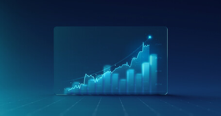 Wall Mural - chart of business data graph diagram and growth financial graphic report information on futuristic f
