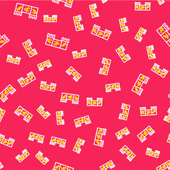 Sticker - Line Great wall of China icon isolated seamless pattern on red background. Vector