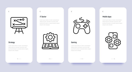 Wall Mural - venture capital mobile user interface with thin line icons set. strategy, it sector, gaming, mobile 