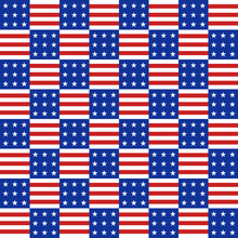American Flag Related Vector Seamless Pattern. High Quality Abstract Texture With Stars And Stripes In White Red And Blue