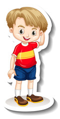 Poster - A sticker template with a cute boy cartoon character