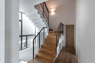 luxury Wooden Stairs in the Modern house interior