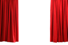 Beautiful Bright Red Curtains Isolated On White