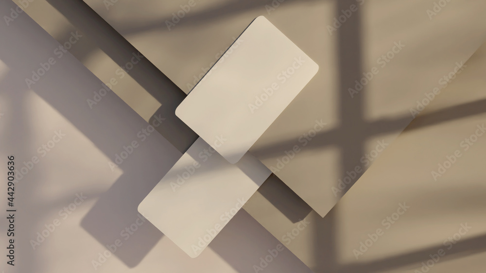 Business card white brown mockup 3d rendering - obrazy, fototapety, plakaty 