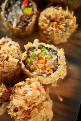 Wall Mural - Fried vegetable rolls on a plate 