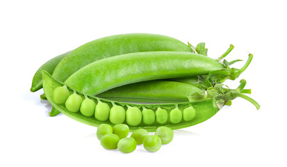 Green peas on white background