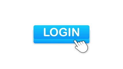 Sticker - Login. Web banner. Arrow, cursor icon. Arrow icon Hand click Motion graphics.