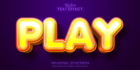 Wall Mural - play text, cartoon style editable text effect