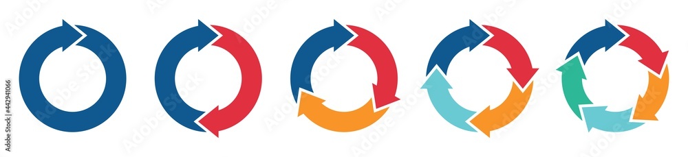 Circle arrows icon set. Round reload sign, repeat icon, rotate arrow ...
