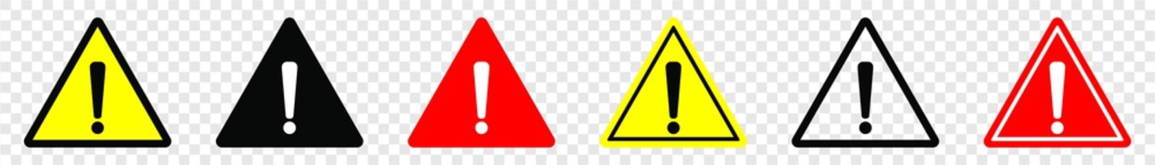 attention caution danger sign, exclamation mark sign, triangular warning symbols icon set, warning s