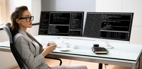 Programmer Woman Coding