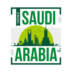 saudi arabia typography design in vector illustration for clothing, tee shirt, poster, print, banner, apparel and other uses