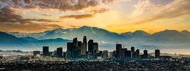 Fototapete - Los Angeles Skyline Sunset