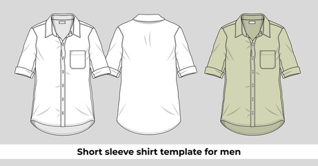 Wall Mural - Short sleeve shirt template for men