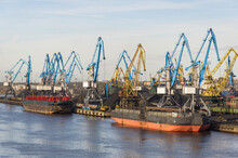 Coal Terminal Cranes In Port