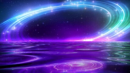 Wall Mural - Light Streaks in the Sea at Night - Landscape VJ Loop Background