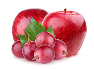 Wall Mural - red apples and grape isolated on a white background with clipping path.