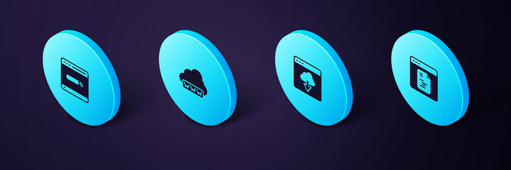 Set Isometric Software, Cloud technology data transfer, Web development and Search engine icon. Vector