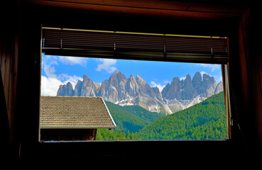 Wall Mural - le odle seen from a window south tyrol dolomites italy