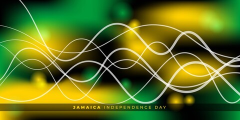 Jamaica Independence day vector illustration with flying line and abstract background.