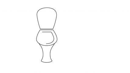 Wall Mural - Self drawing animation of toilet bowl. Line art. White background.