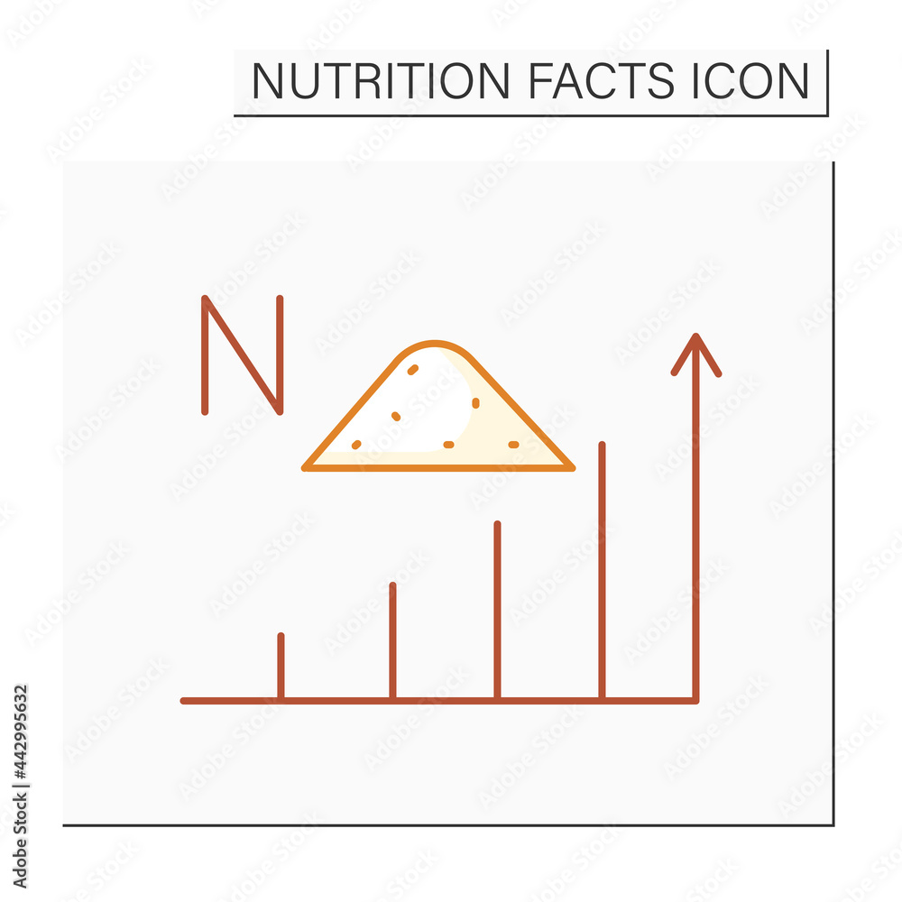 Sodium content color icon. Energy value. High level alkali. Nutrient ...