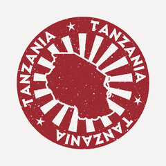 Wall Mural - Tanzania stamp. Travel red rubber stamp with the map of country, vector illustration. Can be used as insignia, logotype, label, sticker or badge of the Tanzania.